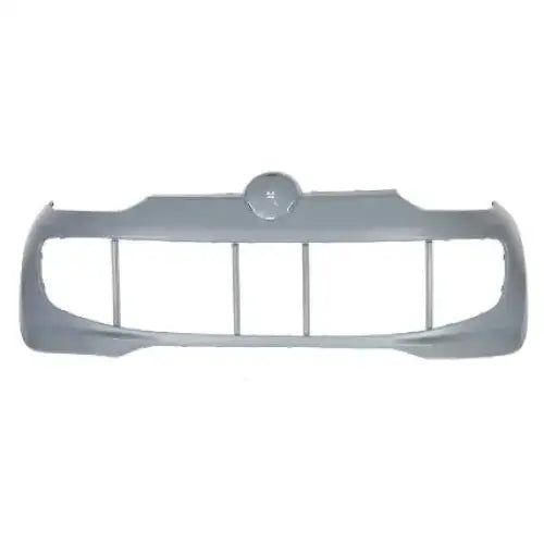 Støtfanger foran Volkswagen Up! 11-, sølvfarget bilgrill i plast med fire vertikale spiler.