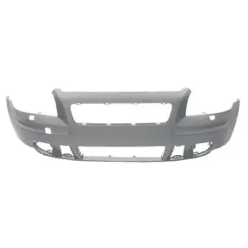 Støtfanger foran til Volvo V50 03-07 i grå plast med åpninger for lykter, sett rett forfra.