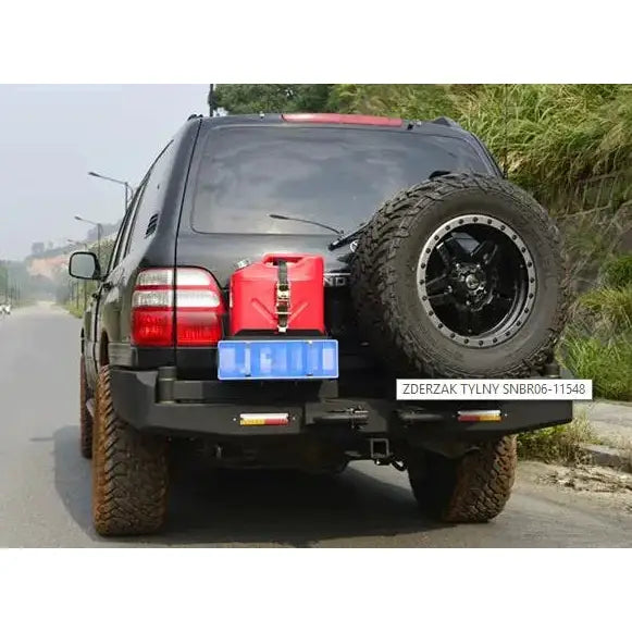 Støtfanger Stål bak Toyota Land Cruiser J120 02-09 - med Reservehjulholder og Kanisterholder