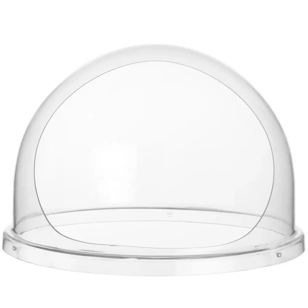 Gjennomsiktig plastlokk for sukkerspinnmaskin, skrå forfra med tydelig rund åpning og flat bunn.