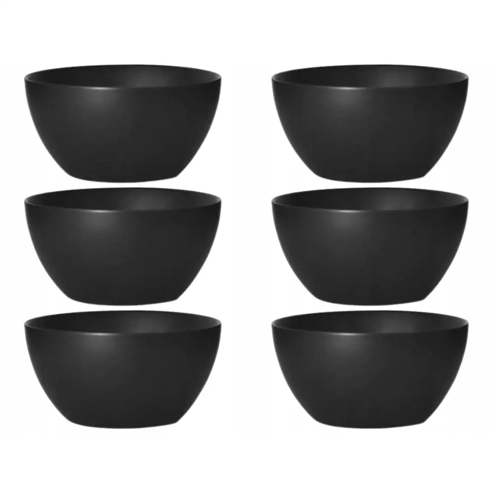 Suppetallerken Skål London, seks sorte skåler med matt finish i to rader mot hvit bakgrunn.