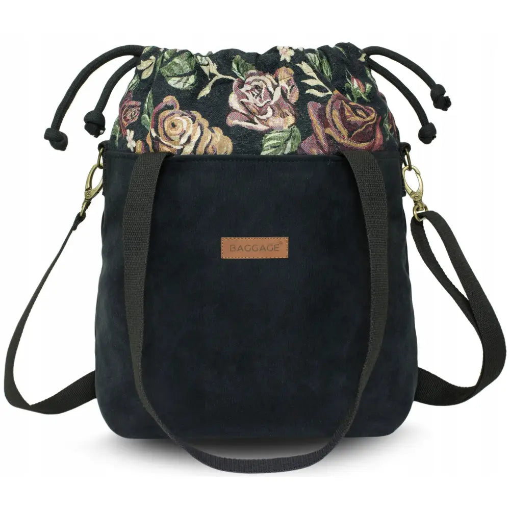 Svart Bloom Skulderveske i øko-vennlig Skinn og Semsket Skinn