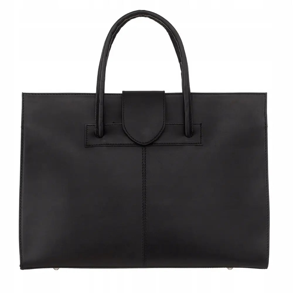 Svart Italiensk Skinn A4 Dokumentmappe Skinnmappe