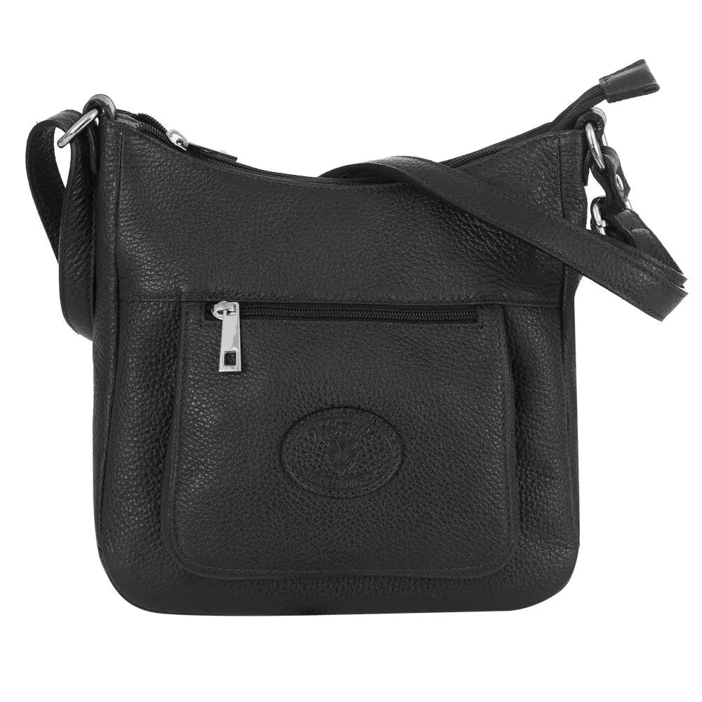 Svart Italiensk Skinn Crossbody Veske v Pelle