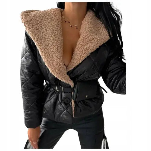 Svart Kort Varm Vinterjakke for Damer