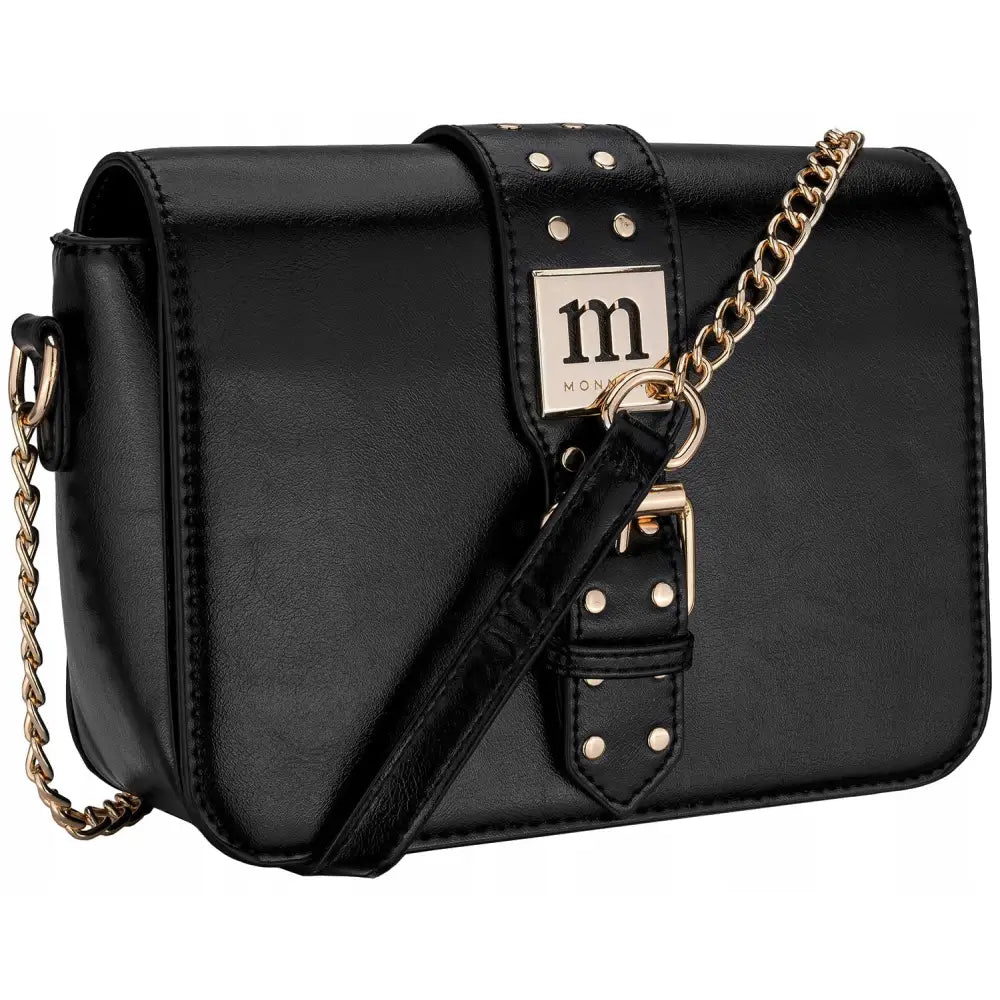Svart Monnari Messenger-veske med Nagler og Jetperler
