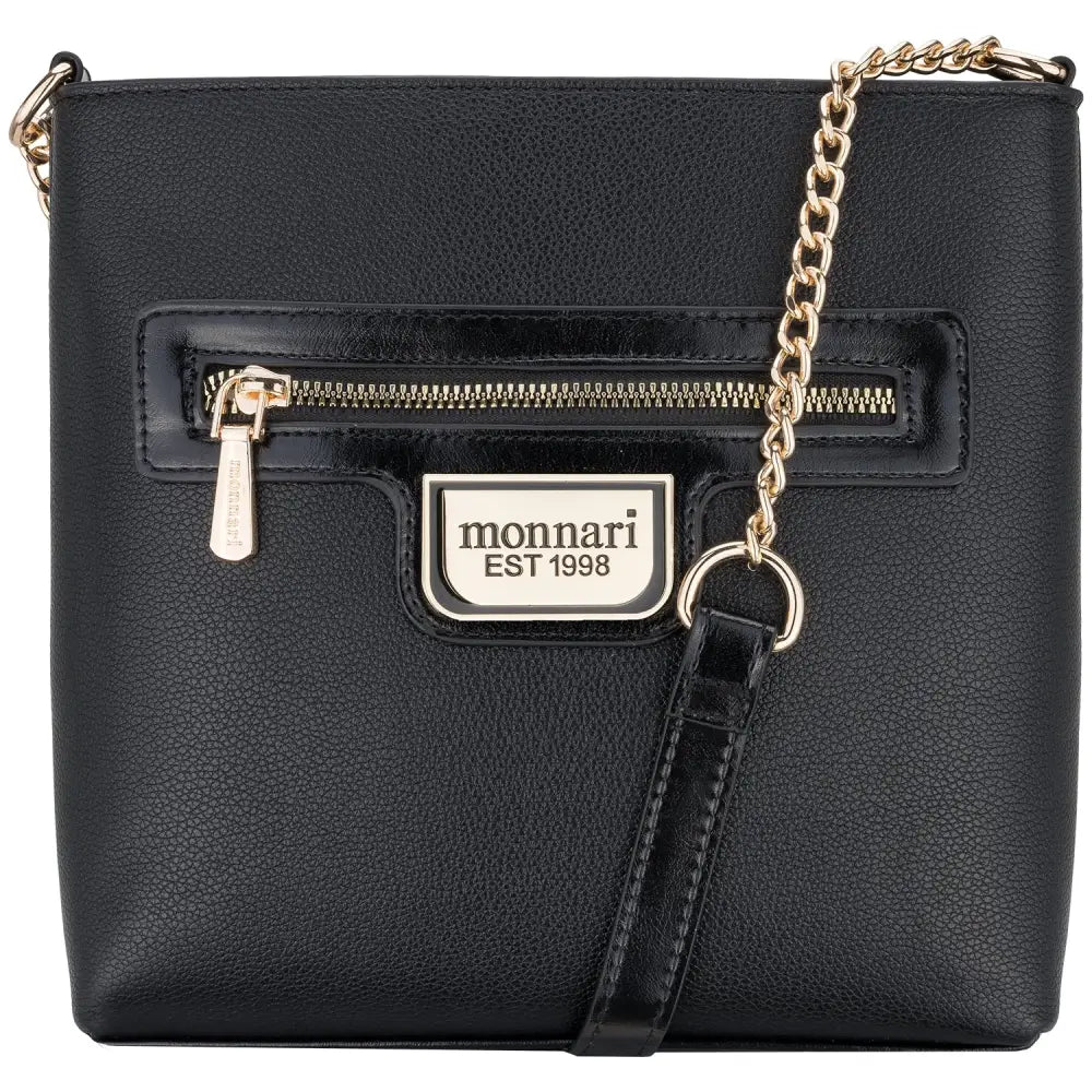 Svart Monnari Skulderveske med Logo og Lommer