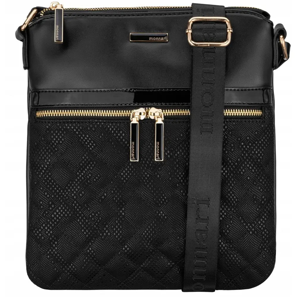 Svart Monnari Skulderveske med Logo og Stropp