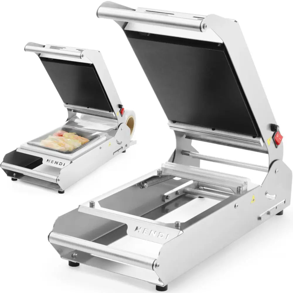 Sveisemaskin for brett og kopper, to åpne enheter i børstet metall med synlig plastfilm og mat.