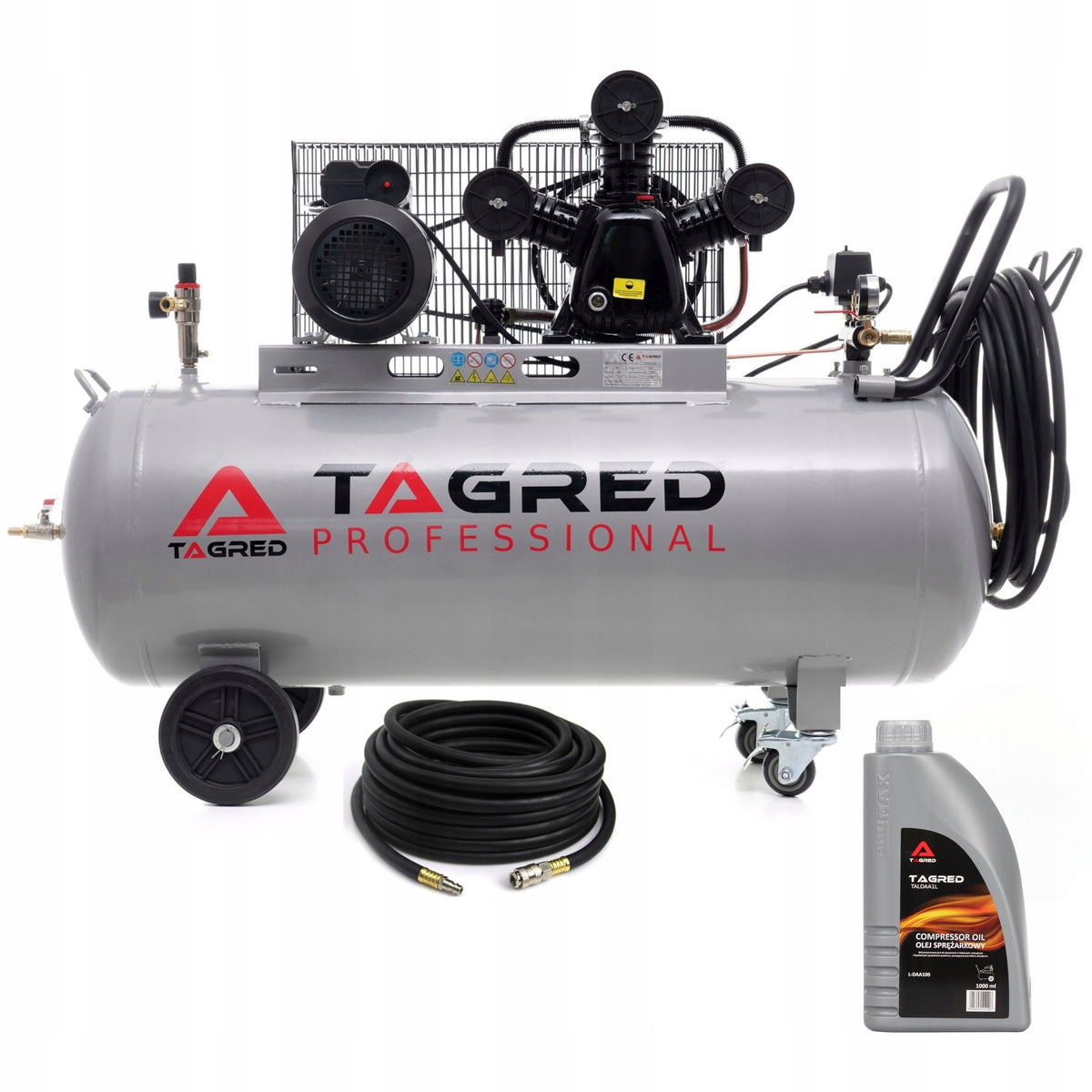 Kompressor Tagred TA326B med 200-liters tank sett forfra