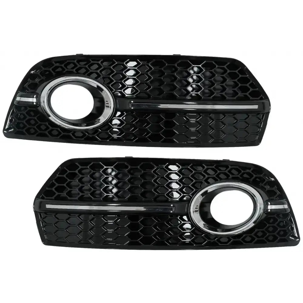 Tåkelys Deksel Griller Audi Q5 Suv 8r 08-11 Rs Design Piano Black Chrome