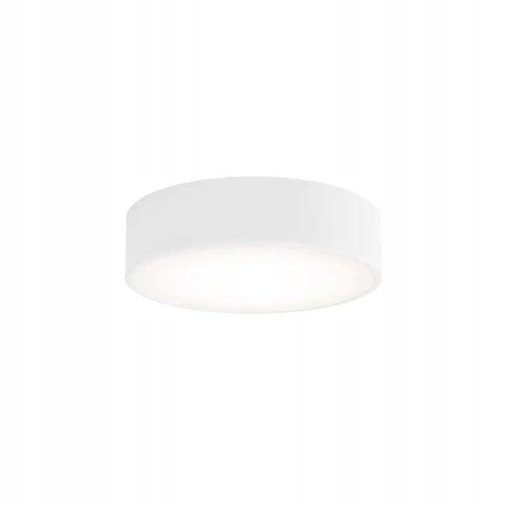 Taklampe Cleo 300 hvit, rund og matt overflate, sett fra undersiden med minimalistisk design.