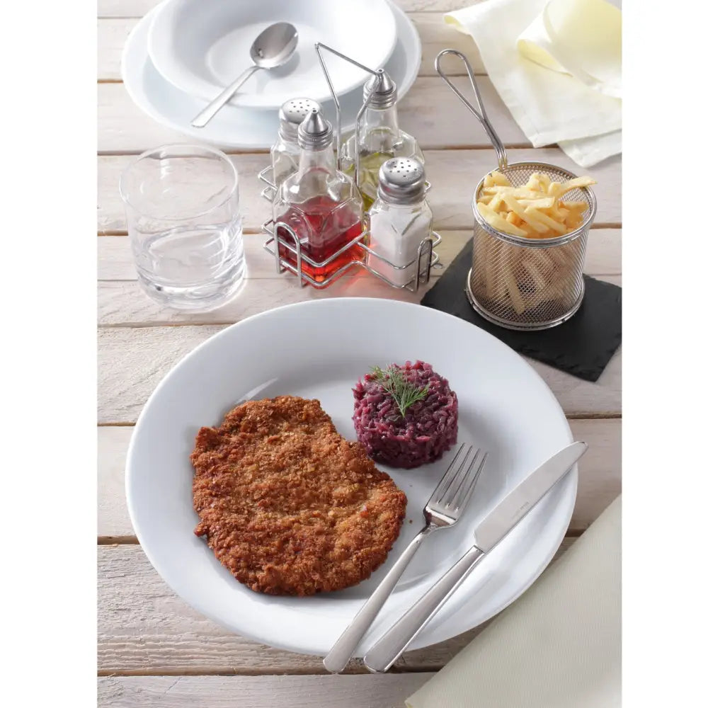 Tallerken Sett av 12 Optima Flat Hvit Porselen - Hendi 770887