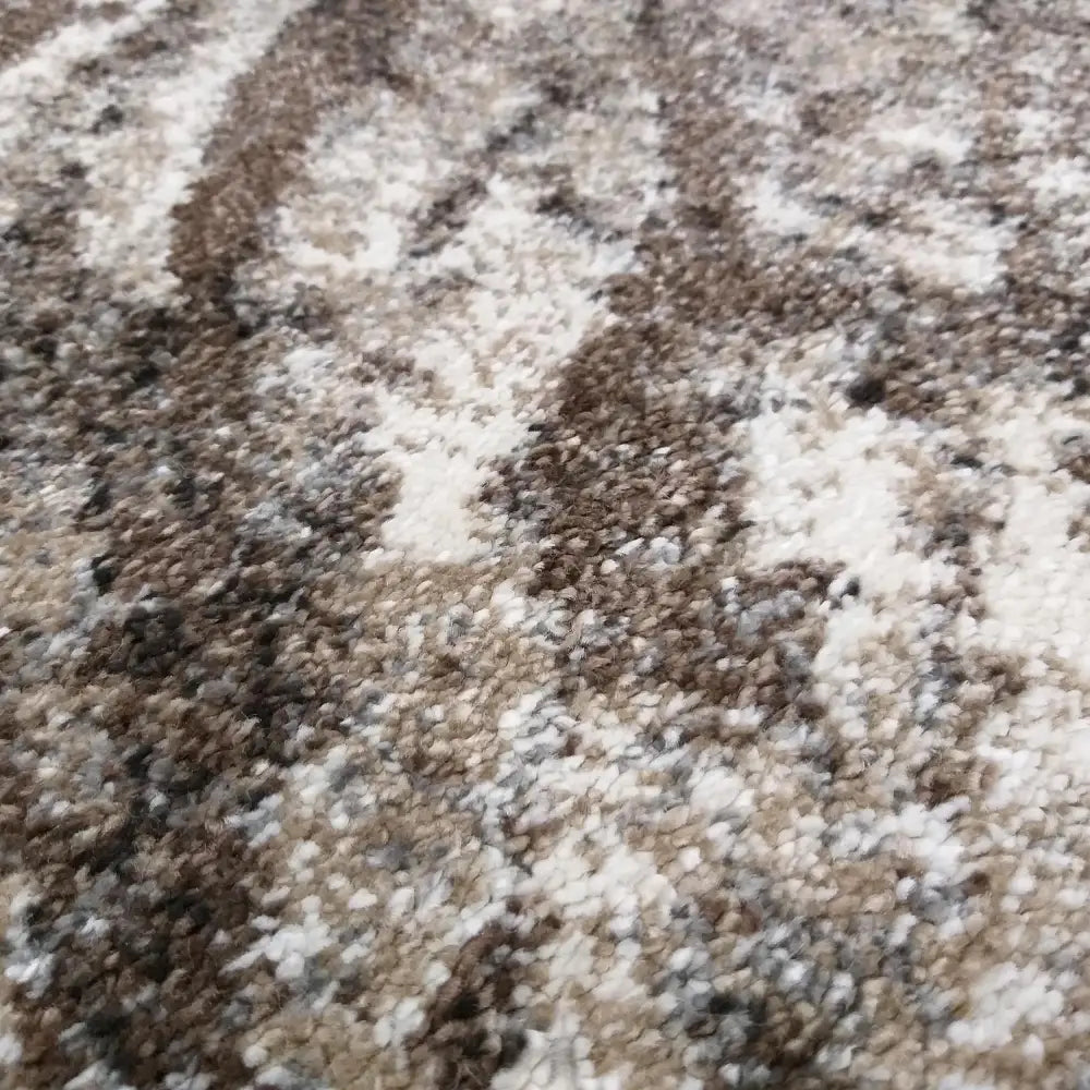 Tepe Moderne Panamero-teppe, detaljert nærbilde av myk tekstur i beige, brune og hvite nyanser.