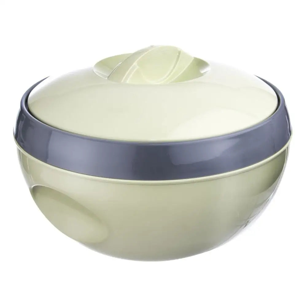 Termokanne Venus 3,5L, lysegrønn rund bolle med mørkegrå kant, lokk og integrert håndtak, sett fra siden.