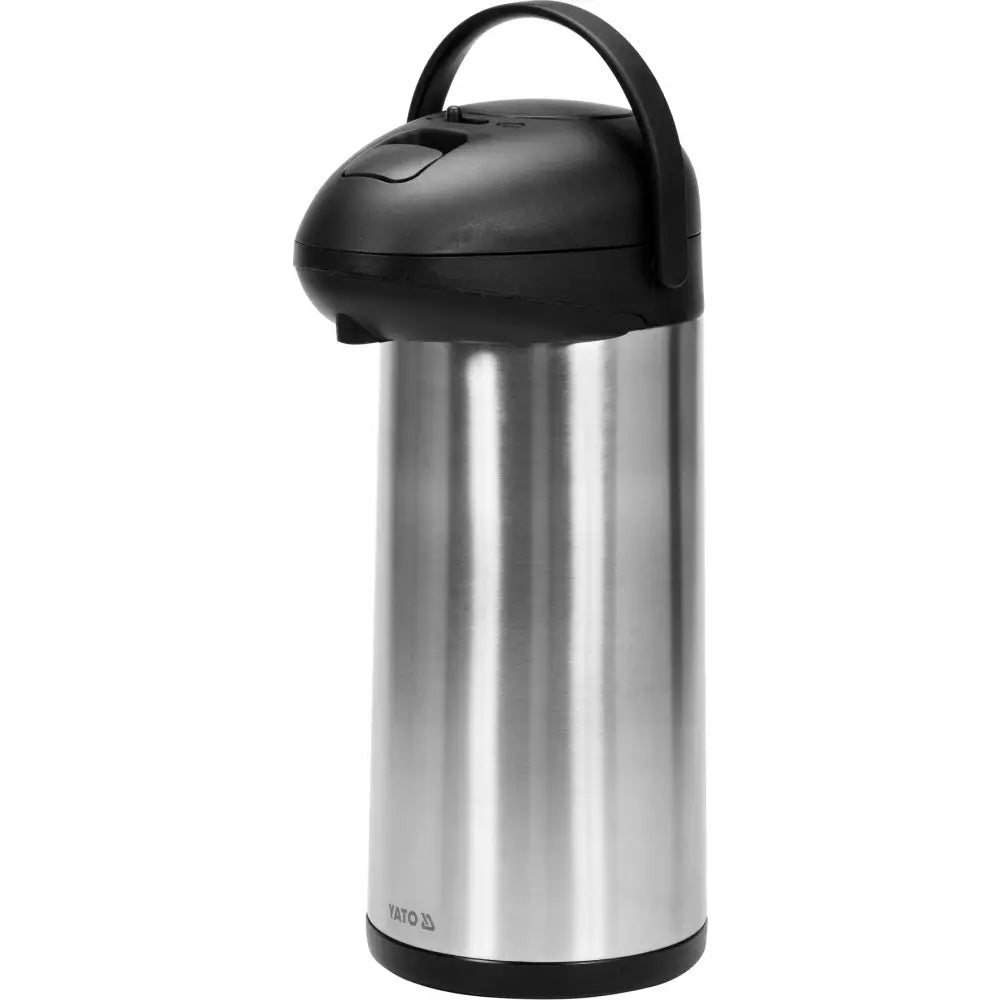 Termos for konferansebord 5L, sidevisning med svart pumpe og håndtak, rustfritt stål og plastlokk.