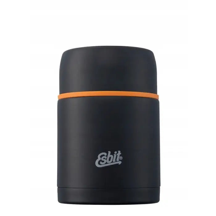 Termos for mat Esbit Food Jug 0,75 L, matt svart med oransje ring og tydelig Esbit-logo på forsiden.