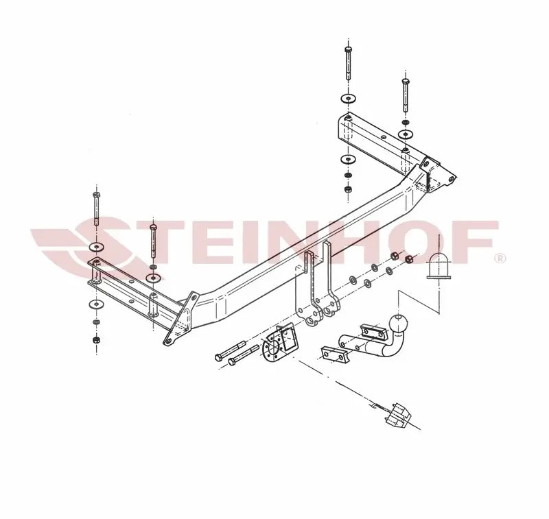 Tilhengerfeste Audi A4 Stasjonsvogn (inkl. Quattro) (1995-2001) – fastmontert - sett forfra