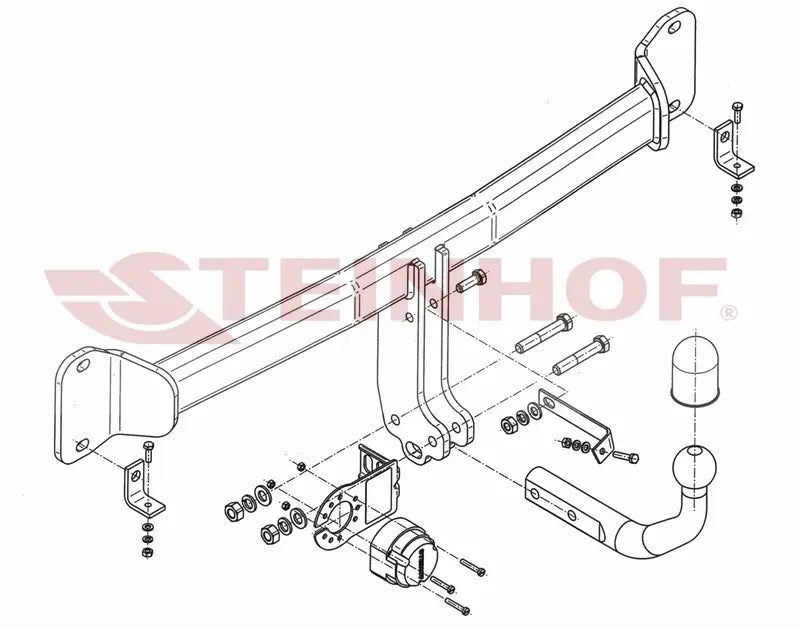 Steinhof fastmontert tilhengerfeste til BMW 5 (F11) Touring 2010-2017 – D-verdi 11,8 kN, maks. 2200 kg