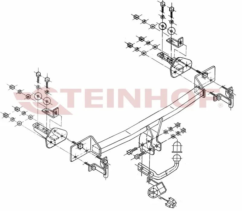 Steinhof fastmontert tilhengerfeste til BMW 5 Serie 4D E39 1995–2003 – D-verdi 10,3 kN, maks 2100 kg