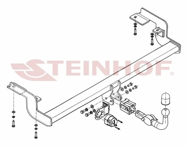 Steinhof avtagbart tilhengerfeste til Citroën C5 4/5D (2001-2004) – horisontal kule med lås, maks. 1800 kg