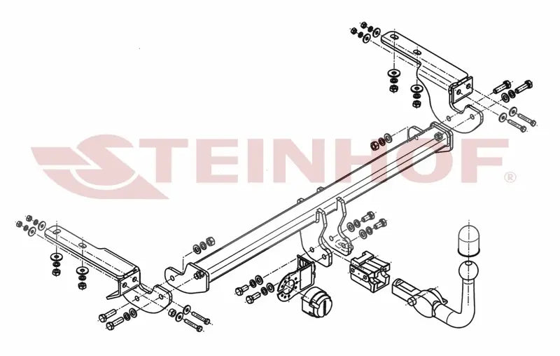 Steinhof avtagbart tilhengerfeste til Citroen DS4 (2011-) – horisontal kule med sikkerhetslås, D-verdi 9,0 kN