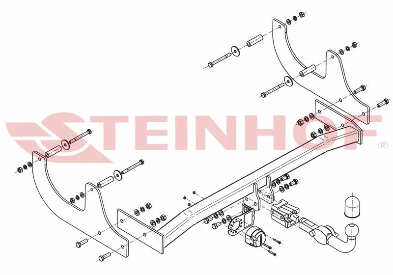 Steinhof avtagbart tilhengerfeste til Dacia Logan MCV 2007-2013 – horisontal kule med lås, D-verdi 8,0 kN