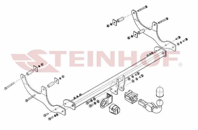 Steinhof avtagbart tilhengerfeste til Dacia Sandero Stepway 2008-2012 – horisontal kule med lås