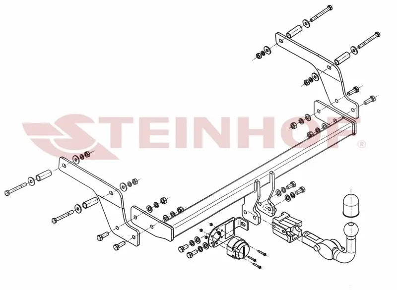 Steinhof avtagbart tilhengerfeste til Dacia Sandero Stepway (2017–) – D-verdi 7,3 kN, maks. 1100 kg