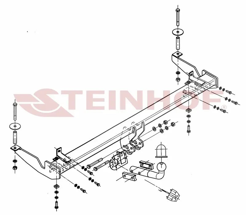 Tilhengerfeste Fiat Doblo (inkl. Cargo Maxi) (2000-2009) – fastmontert - sett forfra