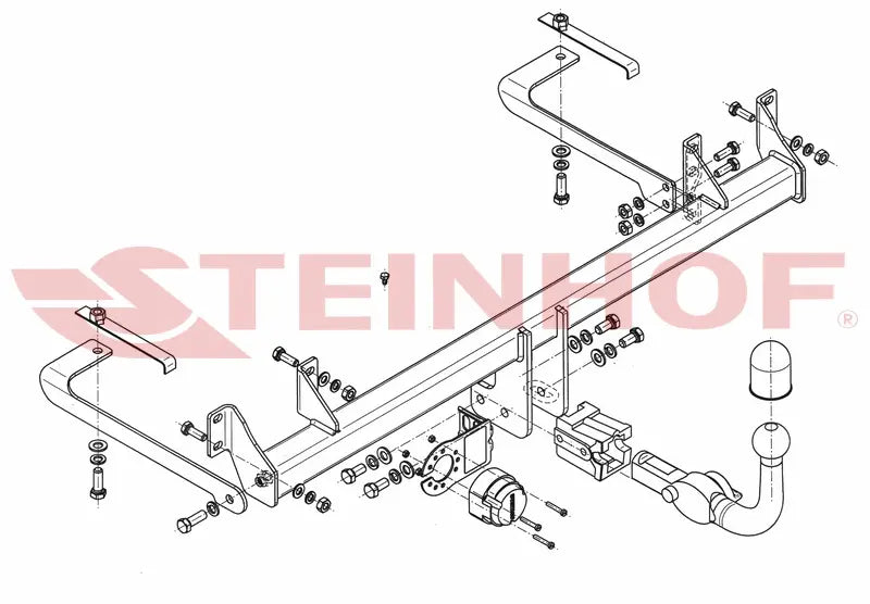 Steinhof avtagbart tilhengerfeste til Fiat Panda II (2003-2011) – horisontal kule med lås, D-verdi 6,4 kN