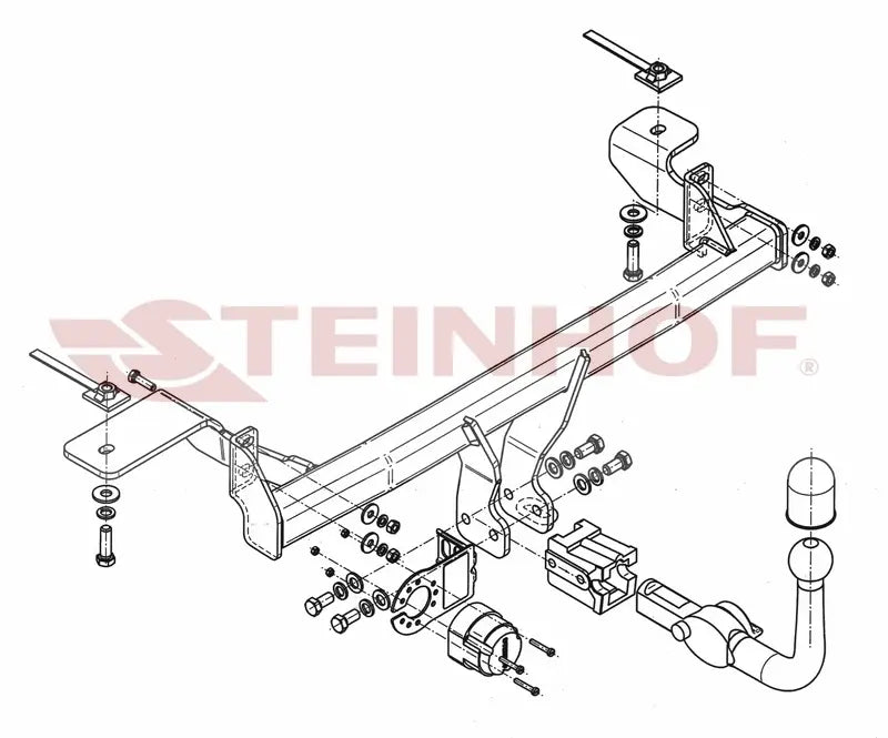 Steinhof avtagbart tilhengerfeste til Fiat Panda II 4x4 (4WD) 2004-2011 – horisontal kule med lås