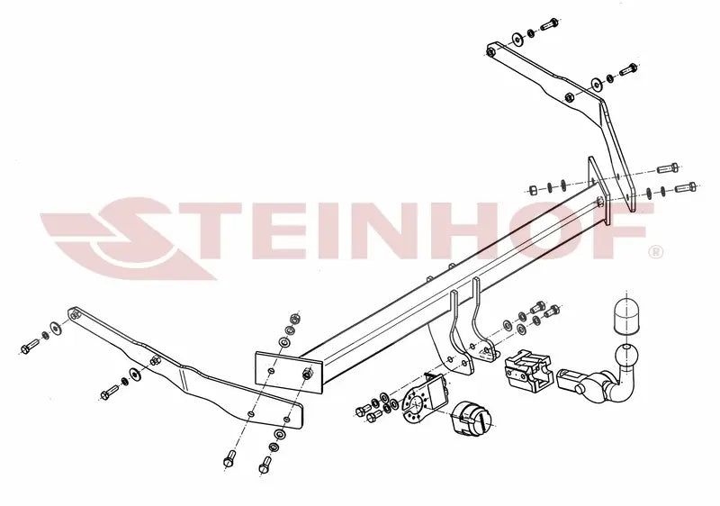 Steinhof avtagbart tilhengerfeste til Ford Focus III Stasjonsvogn (2011-2018) – horisontal kule med lås