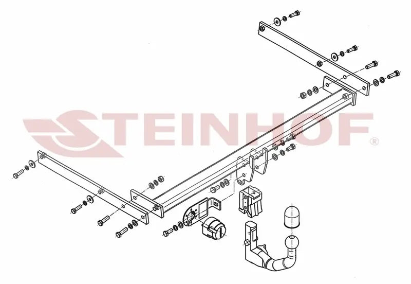 Steinhof avtagbart tilhengerfeste til Ford Grand C-Max (2010-) – vertikal kule med lås, D-verdi 10 kN