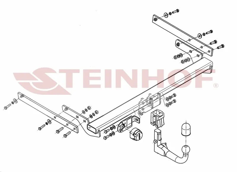 Steinhof avtagbart tilhengerfeste til Ford Kuga II (2013–2019) – vertikal kule med lås, maks. 2100 kg