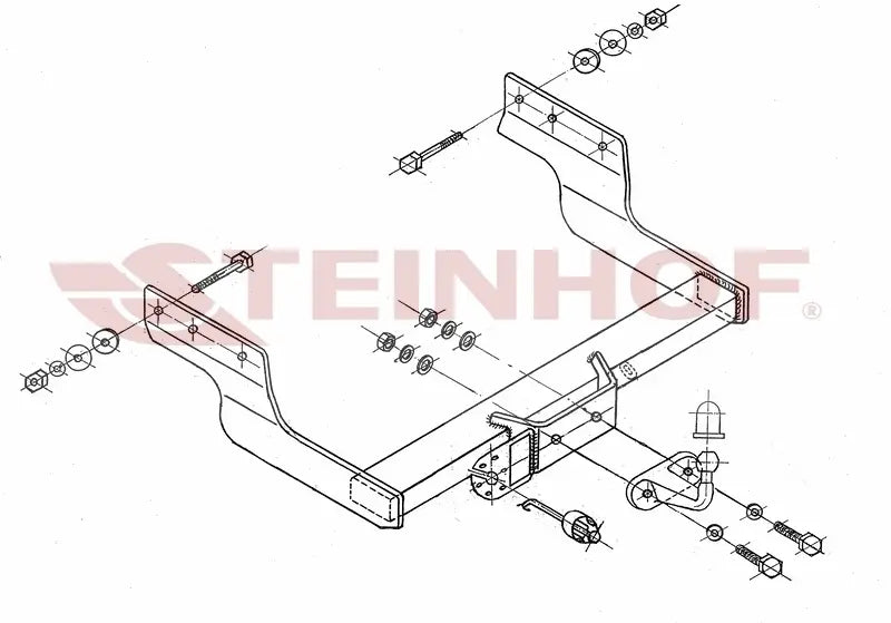 Tilhengerfeste Ford Transit (2006-2013) – fastmontert - sett forfra