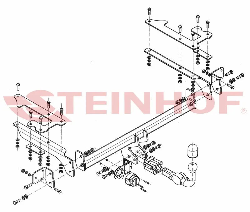 Steinhof avtagbart tilhengerfeste til Honda Civic 5D (2000-2005) – horisontal kule med lås, maks. 1200 kg
