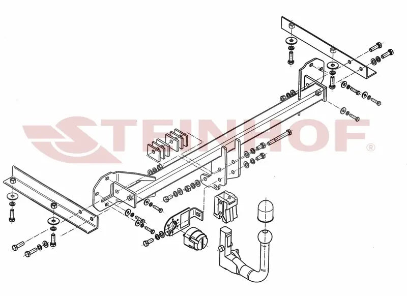 Steinhof avtagbart tilhengerfeste til Honda Civic 5D (2012-2014) – vertikal kule med lås, maks. 1500 kg