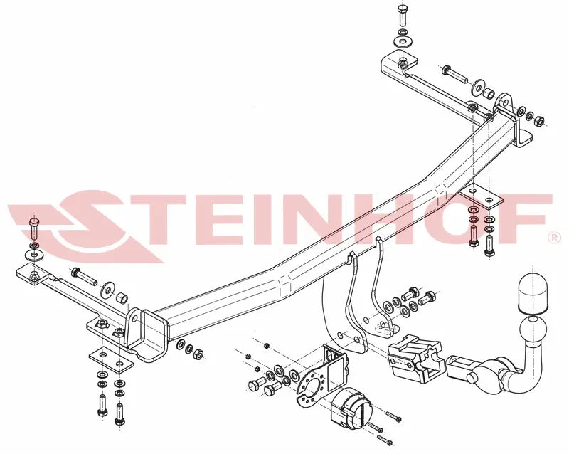 Steinhof avtagbart tilhengerfeste til Honda Jazz II 5D (GD/GE) 2002–2008 – horisontal kule med lås