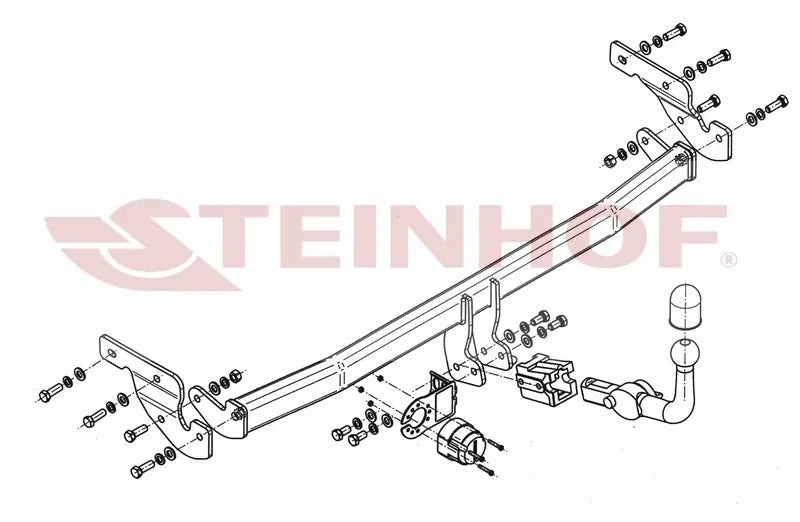 Steinhof avtagbart tilhengerfeste til Hyundai i10 (2011-2013) – horisontal kule med lås