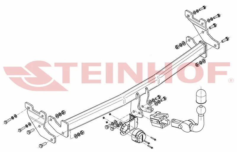 Steinhof avtagbart tilhengerfeste til Hyundai i10 5D (BA, IA) 2014– – D-verdi 5,6 kN, maks. 800 kg