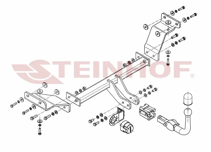 Steinhof avtagbart tilhengerfeste til Hyundai i30 I CW Estate (2007-2012) – horisontal kule med lås