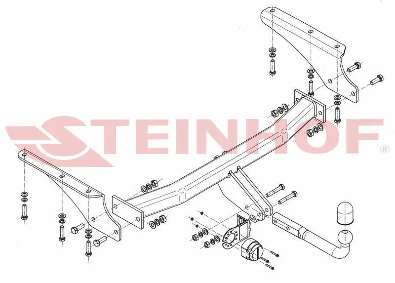 Steinhof fastmontert tilhengerfeste til Jeep Cherokee III (KJ) 2001-2007 – D-verdi 14,4 kN, maks. 3500 kg