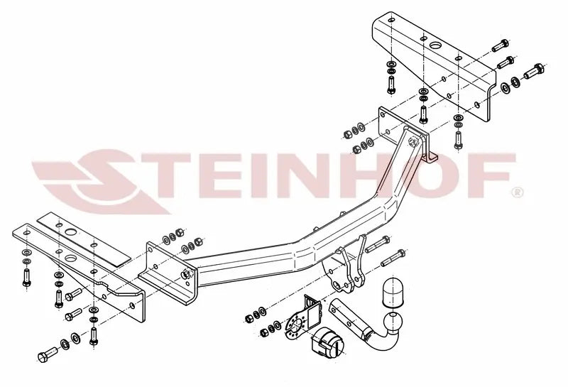 Steinhof fastmontert tilhengerfeste til Jeep Cherokee IV (KK) 2007-2012 – D-verdi 15,3 kN, maks. 3500 kg