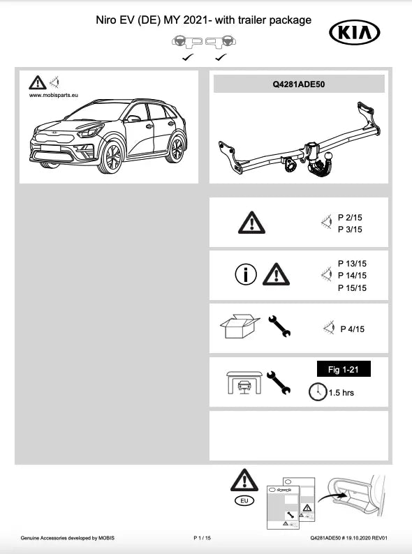 Tilhengerfeste Kia e-Niro I (2018-2022) – avtagbart