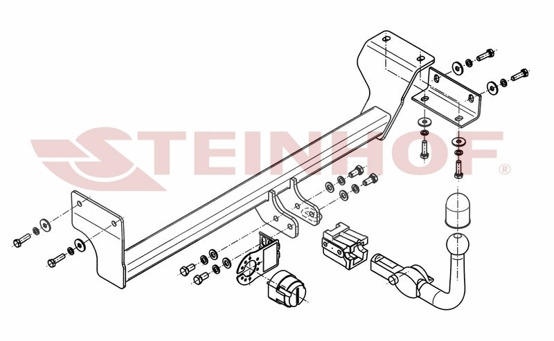 Steinhof avtagbart tilhengerfeste til Kia Picanto 5D (2011-2015) – horisontal kule med lås, D-verdi 5,50 kN