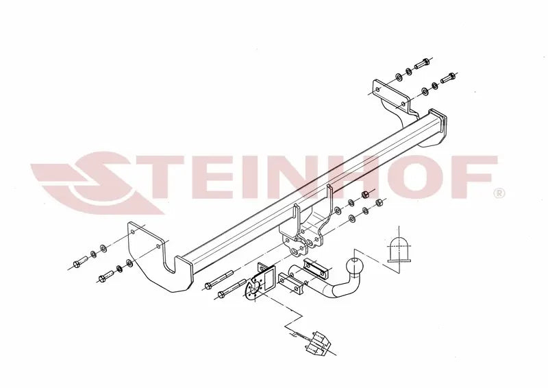 Steinhof fastmontert tilhengerfeste til Kia Rio II 2005-2011 – godkj. e4, maks. 1100 kg tilhengervekt