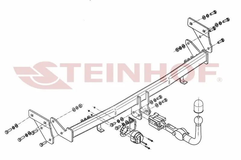 Steinhof avtagbart tilhengerfeste til Kia Rio III (2011-2017) – horisontal kule med lås, maks. 1200 kg