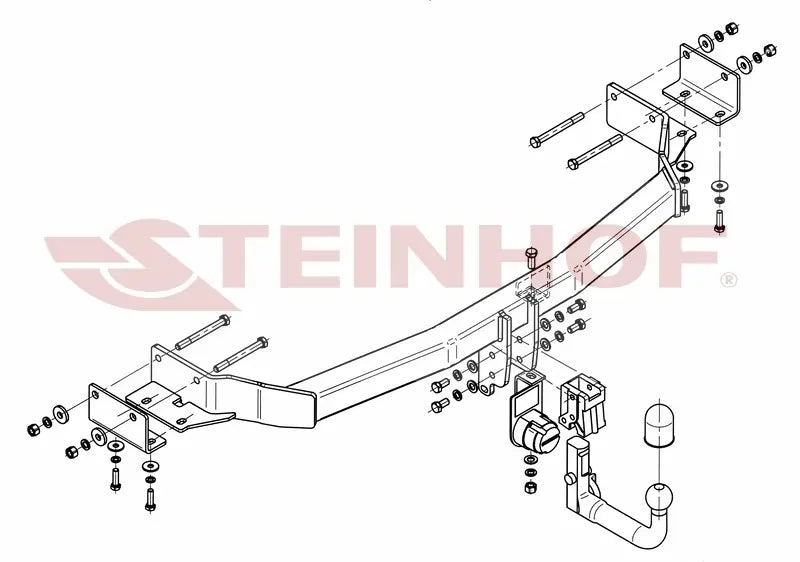Steinhof avtagbart tilhengerfeste til Kia Sorento II (2009-2012) – vertikal kule med lås, maks. 2600 kg