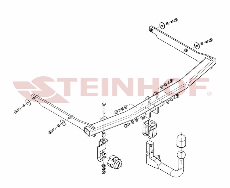 Steinhof avtagbart tilhengerfeste til Mazda 3 4D (BK) 2003–2009 – vertikal lås, D-verdi 8,7 kN